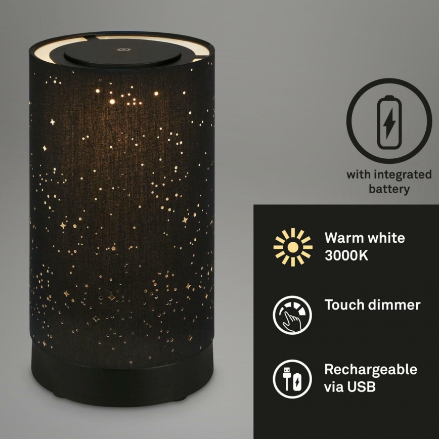 Briloner 7449-015 - Dimmbare LED-Außenleuchte mit Touch-Funktion STARRY SKY LED/3W/5V IP44 schwarz