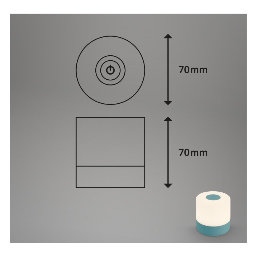 Briloner 7461010 - Dimmbare, aufladbare LED-Outdoor-Tischleuchte LED/2W/5V IP44 1200 mAh blau