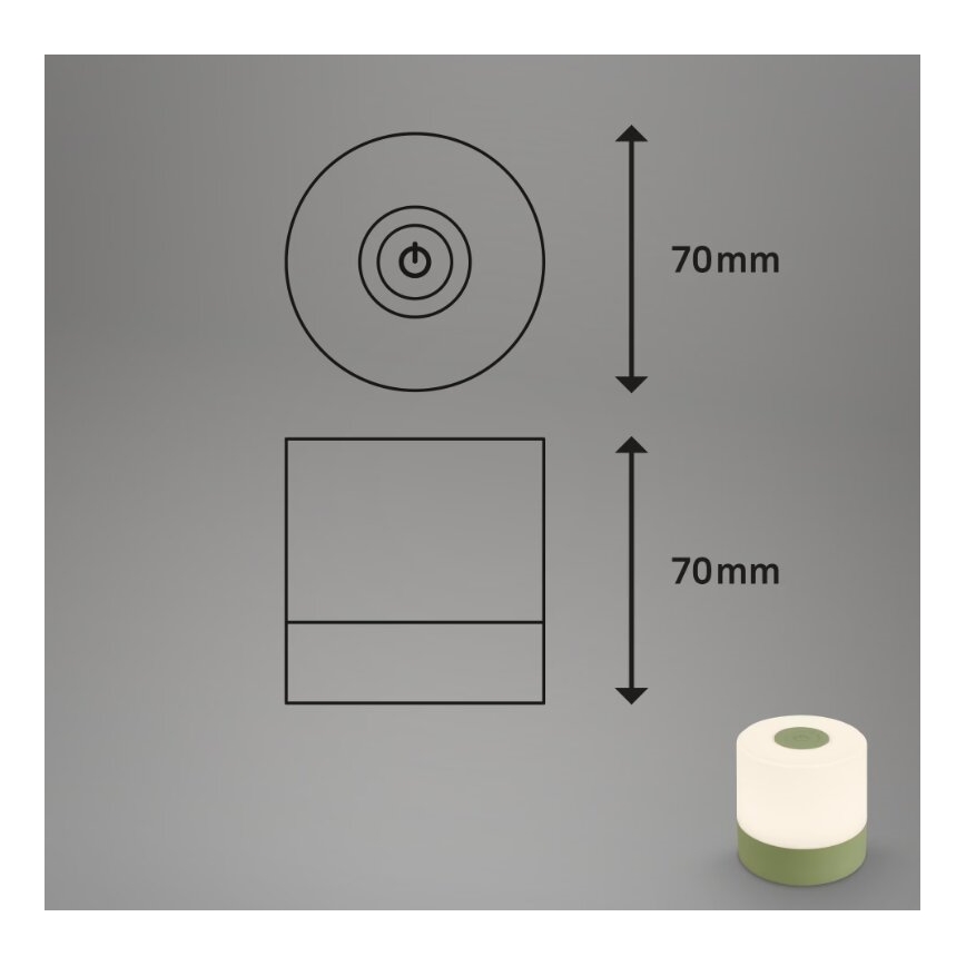 Briloner 7461019 - Dimmbare, aufladbare LED-Outdoor-Tischleuchte LED/2W/5V IP44 1200 mAh grün