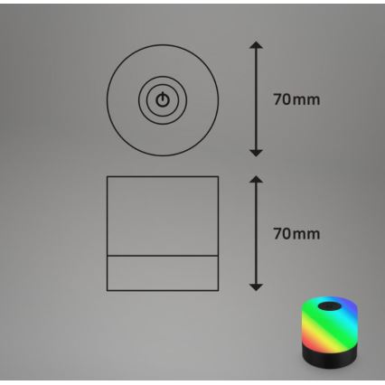 Briloner 7462015 - LED RGB wiederaufladbare Außen-Tischleuchte LED/1,5W/5V IP44 1200 mAh schwarz