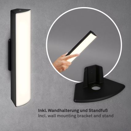 Briloner 7474-015 - LED dimmbare, berührungsaktivierte, wiederaufladbare Outdoor-Tischlampe 2in1 LED/7W/5V 2x2200 mAh USB 3000K IP44 schwarz
