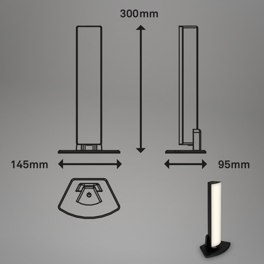 Briloner 7474-015 - LED dimmbare, berührungsaktivierte, wiederaufladbare Outdoor-Tischlampe 2in1 LED/7W/5V 2x2200 mAh USB 3000K IP44 schwarz