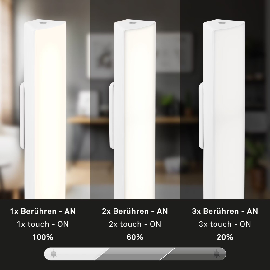 Briloner 7474-016 - LED dimmbare, berührungsaktivierte, wiederaufladbare Außen-Tischlampe 2in1 LED/7W/5V 2x2200 mAh USB 3000K IP44 weiß
