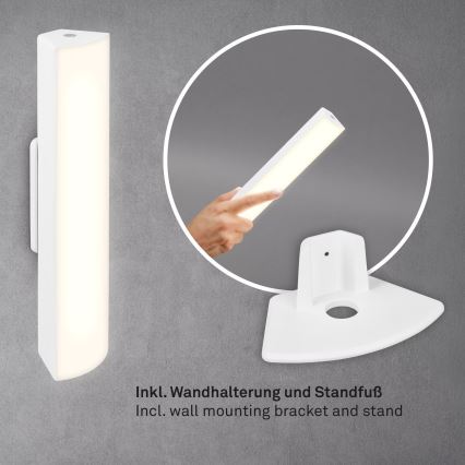 Briloner 7474-016 - LED dimmbare, berührungsaktivierte, wiederaufladbare Außen-Tischlampe 2in1 LED/7W/5V 2x2200 mAh USB 3000K IP44 weiß