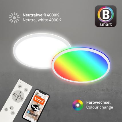 Briloner 7494016 - LED RGBW dimmbare Deckenleuchte SMART LED/22W/230V 4000K Ø 42 cm Wi-Fi Tuya + Fernbedienung