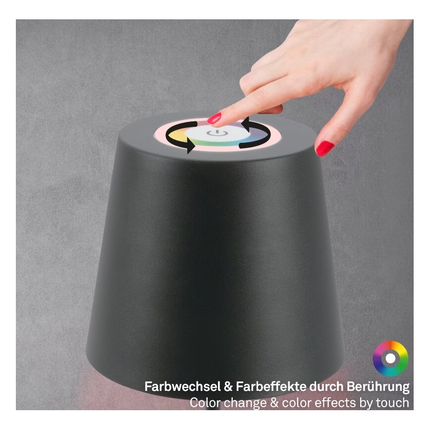 Briloner 7507015 - LED RGB, dimmbar, wiederaufladbare Außen-Tischlampe 2-in-1 LED/2,5W/5V IP44 1200 mAh Anthrazit