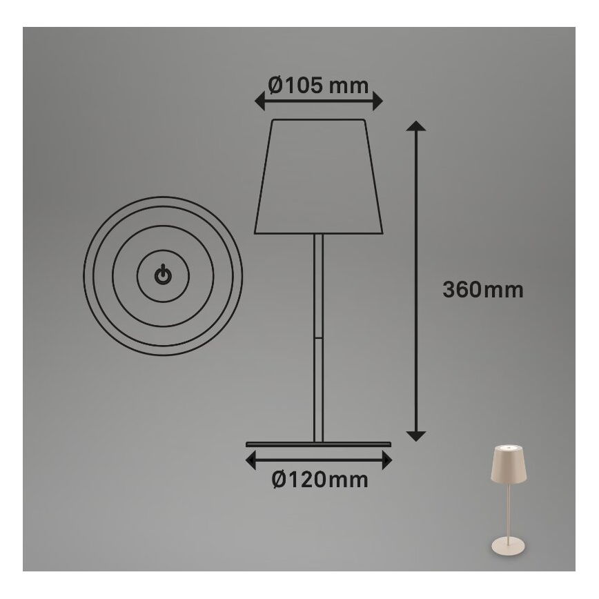 Briloner 7508011 - LED dimmbare wiederaufladbare Außen-Tischlampe 2in1 LED/2,5W/5V IP44 beige
