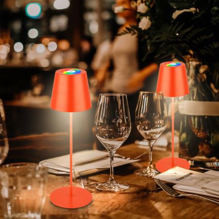 Briloner 7510012 - LED RGBW dimmbare wiederaufladbare Außen-Tischlampe CALIDA LED/2,5W/5V IP44 1200 mAh Orange