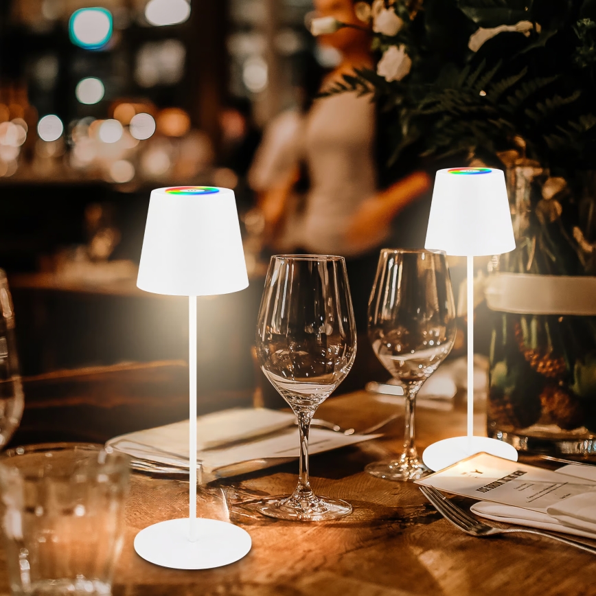 Briloner 7510016 - LED RGBW dimmbare wiederaufladbare Außen-Tischlampe CALIDA LED/2,5W/5V IP44 1200 mAh weiß