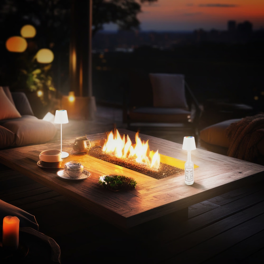 Briloner 7510016 - LED RGBW dimmbare wiederaufladbare Außen-Tischlampe CALIDA LED/2,5W/5V IP44 1200 mAh weiß