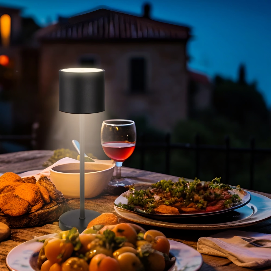 Briloner 7521015 - SIGO dimmbare, wiederaufladbare LED-Tischlampe für den Außenbereich LED/2,5W/5V IP44 2600 mAh schwarz