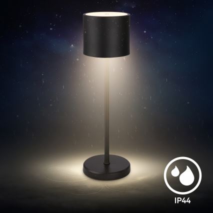 Briloner 7521015 - SIGO dimmbare, wiederaufladbare LED-Tischlampe für den Außenbereich LED/2,5W/5V IP44 2600 mAh schwarz