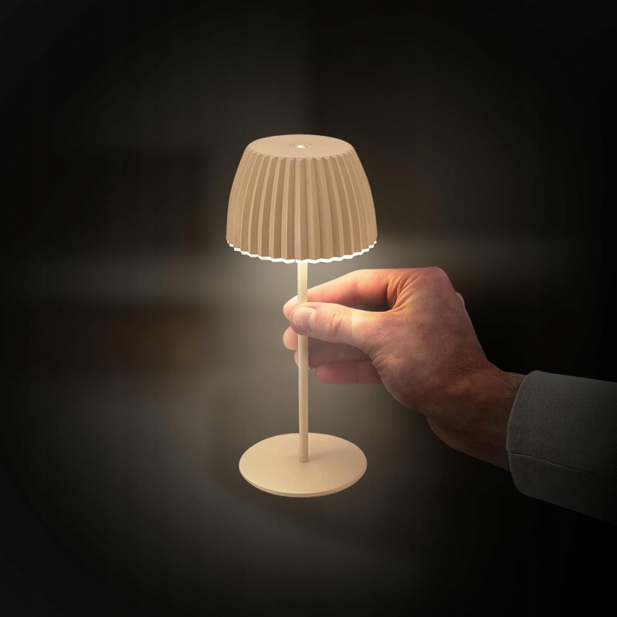 Briloner 7552-011 - Dimmbare, wiederaufladbare Touch-LED-Tischlampe für den Außenbereich MINI LED/1,5W/5V IP44 1800 mAh beige