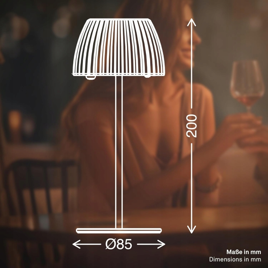 Briloner 7552-011 - Dimmbare, wiederaufladbare Touch-LED-Tischlampe für den Außenbereich MINI LED/1,5W/5V IP44 1800 mAh beige