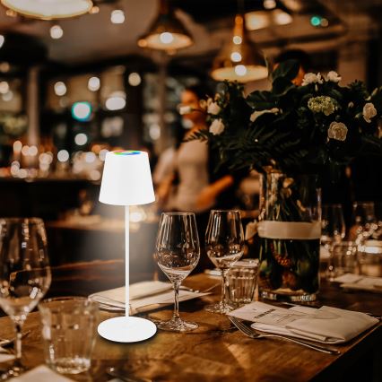 Briloner 7559016 - Dimmbare, wiederaufladbare RGB-LED-Outdoor-Tischleuchte COLORIS LED/3,5W/5V IP44 2000 mAh Wi-Fi Tuya