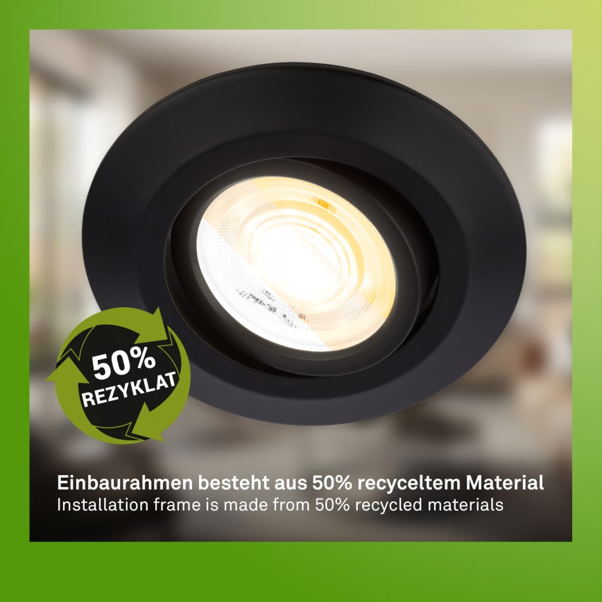 Briloner 7586035 - 3er-Set LED-Badezimmer-Einbauleuchten KLIRA LED/4,9W/230V 2500/3000/4000K IP23 schwarz