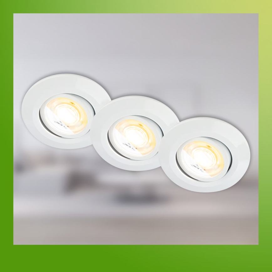 Briloner 7586036 - 3er-Set LED-Badezimmer-Einbauleuchte KLIRA 1xLED/4,9W/230V 2500/3000/4000K IP23 weiß