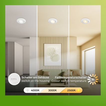 Briloner 7586036 - Set 3x LED-Badezimmer-Einbauleuchten KLIRA LED/4,9W/230V 2500/3000/4000K IP23 weiß