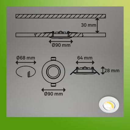 Briloner 7586036 - Set 3x LED-Badezimmer-Einbauleuchten KLIRA LED/4,9W/230V 2500/3000/4000K IP23 weiß
