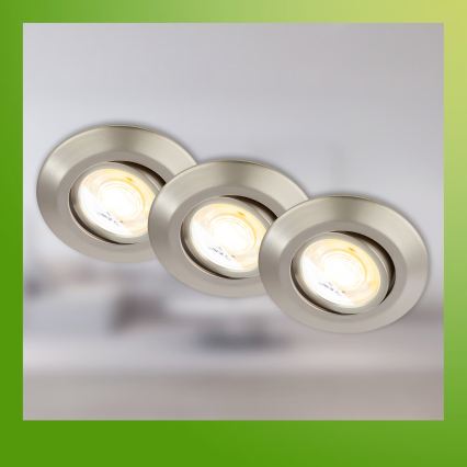 Briloner 7587032 - Set 3x dimmbare LED-Badezimmer-Einbauleuchten KLIRA LED/4,9W/230V 2500/3000/4000K IP23 mattchrom
