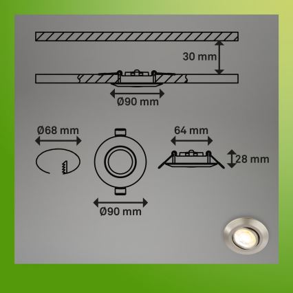 Briloner 7587032 - Set 3x dimmbare LED-Badezimmer-Einbauleuchten KLIRA LED/4,9W/230V 2500/3000/4000K IP23 mattchrom