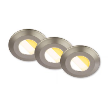 Briloner 7588032 - 3er-Set LED-Badezimmer-Einbauleuchten KLIRA, 1x LED/4,9 W/230 V, 2500/3000/4000 K, IP44, mattchrom