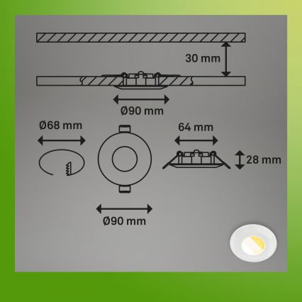 Briloner 7588036 - 3er-Set KLIRA LED-Einbauleuchten für Badezimmer, 4,9W/230V, 2500/3000/4000K, IP44, weiß