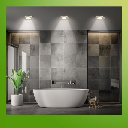 Briloner 7589032 - 3er-Set dimmbare LED-Deckeneinbauleuchten für Badezimmer KLIRA LED/4,9W/230V IP44 mattchrom