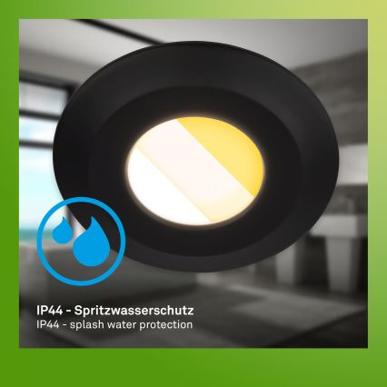 Briloner 7589035 - 3er-Set dimmbare LED-Einbauleuchte KLIRA 1xLED/4,9W/230V 2500/3000/4000K IP44 schwarz