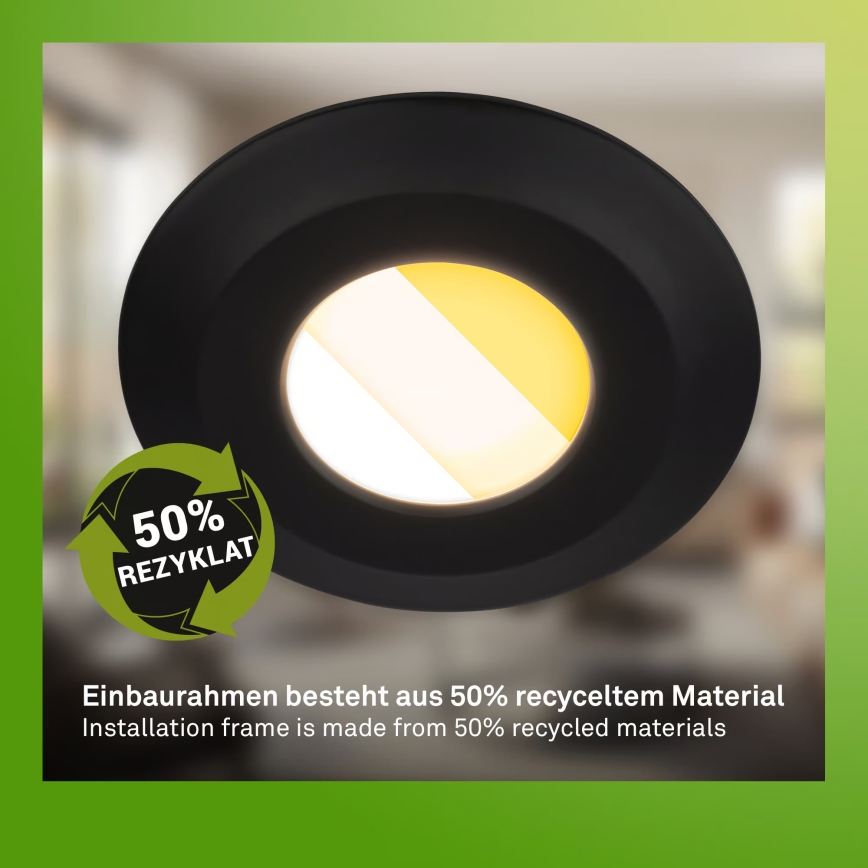 Briloner 7589035 - 3er-Set dimmbare LED-Einbauleuchte KLIRA 1xLED/4,9W/230V 2500/3000/4000K IP44 schwarz