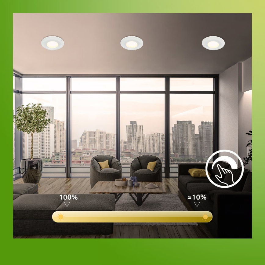 Briloner 7589036 - 3er-Set dimmbare LED-Badezimmer-Einbauleuchten KLIRA LED/4,9W/230V 2500/3000/4000K IP44 weiß