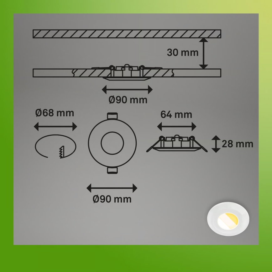 Briloner 7589036 - 3er-Set dimmbare LED-Badezimmer-Einbauleuchten KLIRA LED/4,9W/230V 2500/3000/4000K IP44 weiß