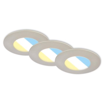 Briloner 7598032 - SET 3x LED-Einbauleuchte für Badezimmer LED/4,9W/230V IP44 2700/4000/6500K matt Chrom