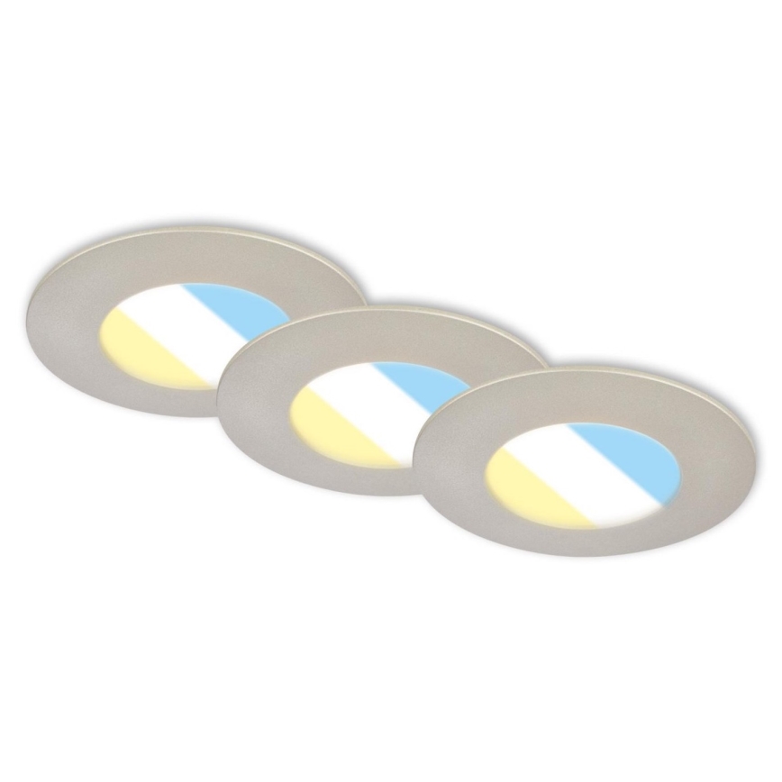 Briloner 7598032 - SET 3x LED-Einbauleuchte für Badezimmer LED/4,9W/230V IP44 2700/4000/6500K matt Chrom
