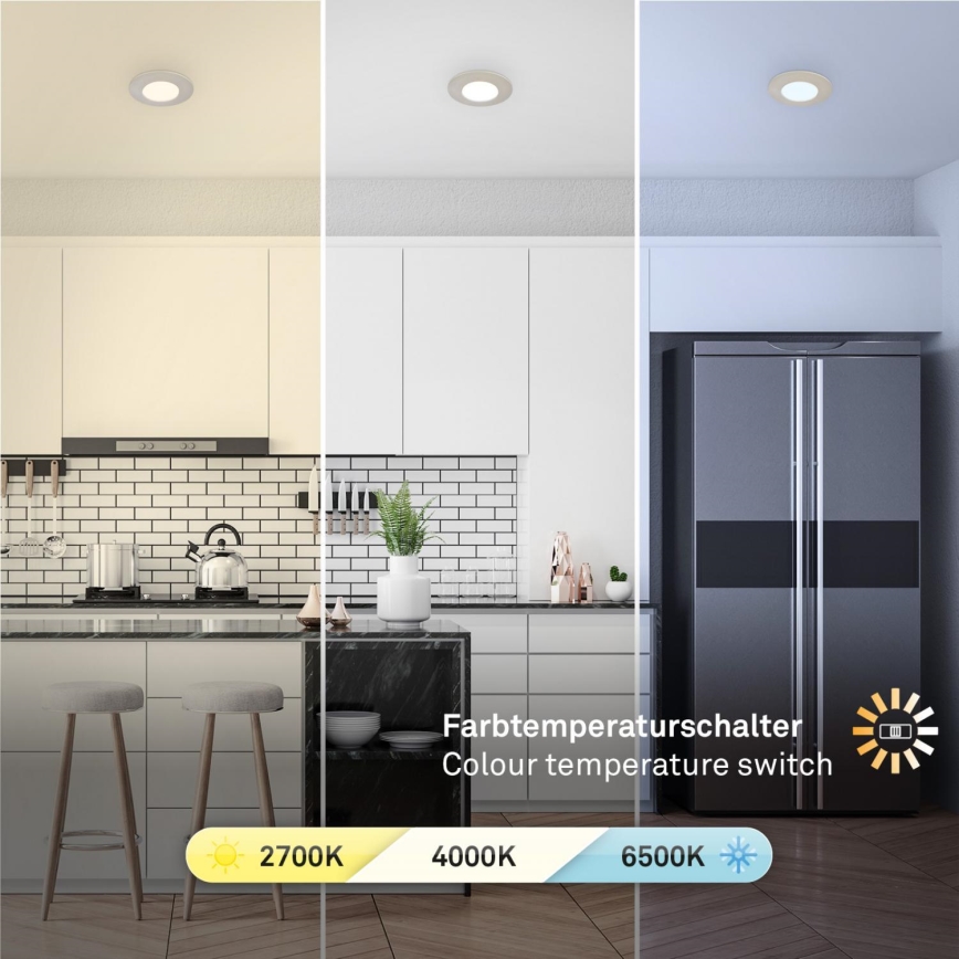 Briloner 7598032 - SET 3x LED-Einbauleuchte für Badezimmer LED/4,9W/230V IP44 2700/4000/6500K matt Chrom