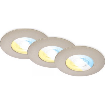 Briloner 7605032 - 3er-Set LED-Badezimmer-Einbauleuchte 3xLED/4,9W/230V 2700/4000/6500K IP44 mattchrom