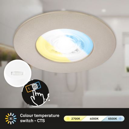 Briloner 7605032 - 3er-Set LED-Einbauleuchten für Badezimmer, LED/4,9W/230V, 2700/4000/6500K, IP44, matt-chrom