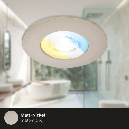 Briloner 7605032 - 3er-Set LED-Badezimmer-Einbauleuchte 3xLED/4,9W/230V 2700/4000/6500K IP44 mattchrom