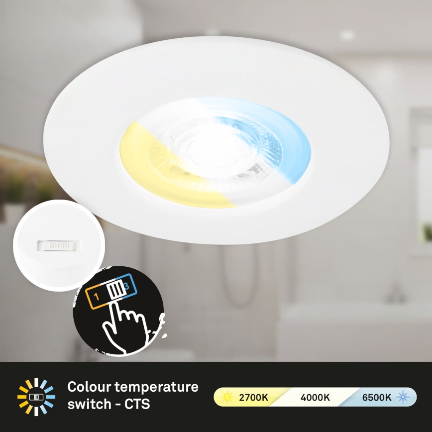 Briloner 7605036 - 3er-Set LED-Badezimmer-Einbauleuchte LED/4,9W/230V 2700/4000/6500K IP44 weiß