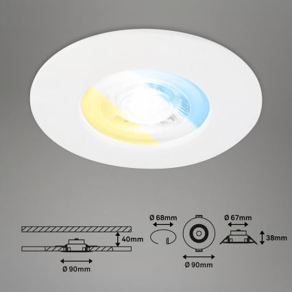 Briloner 7605036 - 3er-Set LED-Badezimmer-Einbauleuchte LED/4,9W/230V 2700/4000/6500K IP44 weiß