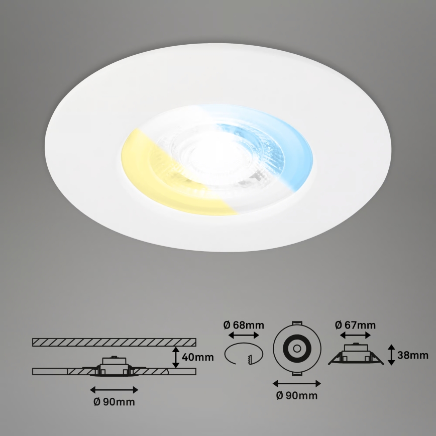 Briloner 7605036 - 3er-Set LED-Badezimmer-Einbauleuchte LED/4,9W/230V 2700/4000/6500K IP44 weiß