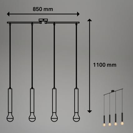 Briloner - Hängeleuchte an Schnur LONGA 4xE27/60W/230V schwarz