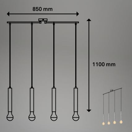 Briloner - Hängeleuchte an Schnur LONGA 4xE27/60W/230V silbern