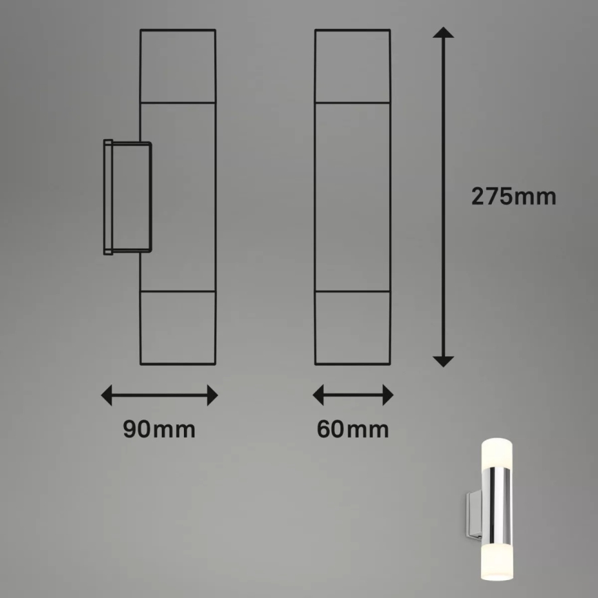 Briloner - LED-Badezimmer-Wandleuchte 2xGU10/4,8W/230V IP44 3000K glänzender Chrom