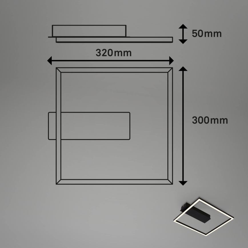 Briloner - LED Deckenleuchte FRAME LED/14W/230V 3000K 30x32 cm schwarz