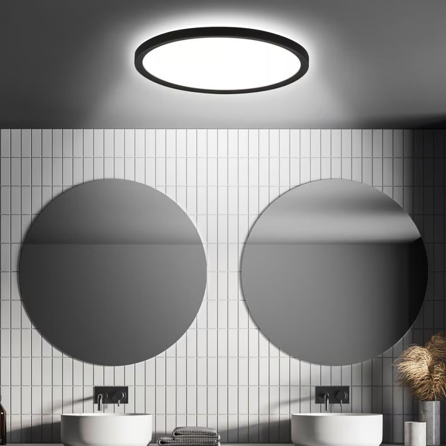 Briloner - LED-Badezimmer-Deckenleuchte mit Bewegungsmelder MOVE LED/18W/230V IP44 Ø 29 cm schwarz
