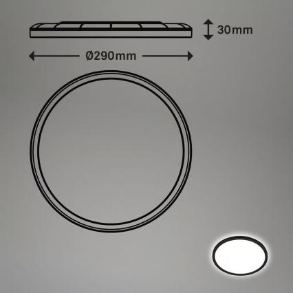 Briloner - LED-Badezimmer-Deckenleuchte mit Bewegungsmelder MOVE LED/18W/230V IP44 Ø 29 cm schwarz