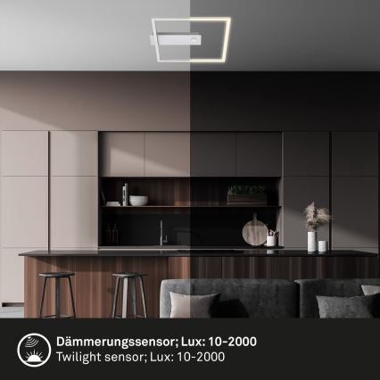 Briloner - LED-Deckenleuchte mit Bewegungs- und Dämmerungssensor FRAME LED/14W/230V 3000K 30x32 cm matt-chrom