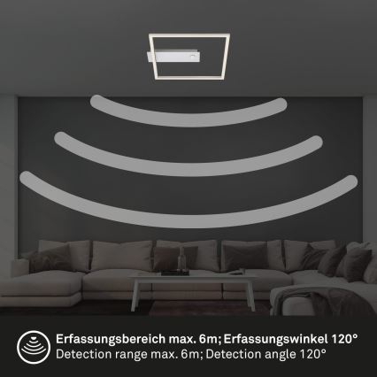 Briloner - LED-Deckenleuchte mit Bewegungs- und Dämmerungssensor FRAME LED/14W/230V 3000K 30x32 cm matt-chrom