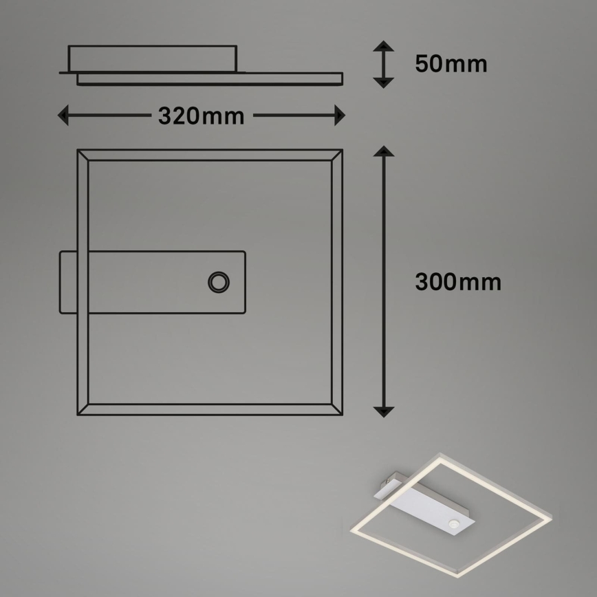 Briloner - LED-Deckenleuchte mit Bewegungs- und Dämmerungssensor FRAME LED/14W/230V 3000K 30x32 cm matt-chrom